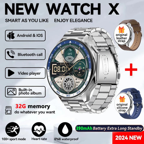 OPPO Watch X Smartwatch – 1.43" AMOLED Display, 4GB MP4/MP3 Player, Bluetooth 5.3, Multi-Sport & Health Tracking, IP68 Waterproof