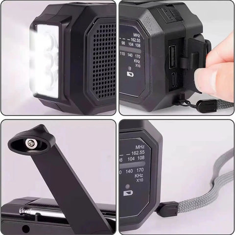 Multifunctional Emergency Radio – Hand Crank, Solar Powered, AM/FM/SW with LED Flashlight, SOS Alarm & Power Bank
