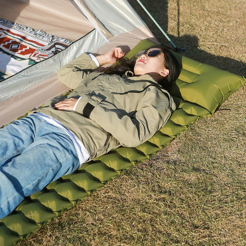 Ultra-Light Thickened Camping Air Mattress with Built-In Pillow & Pump – Compact & Durable Travel Sleeping Pad