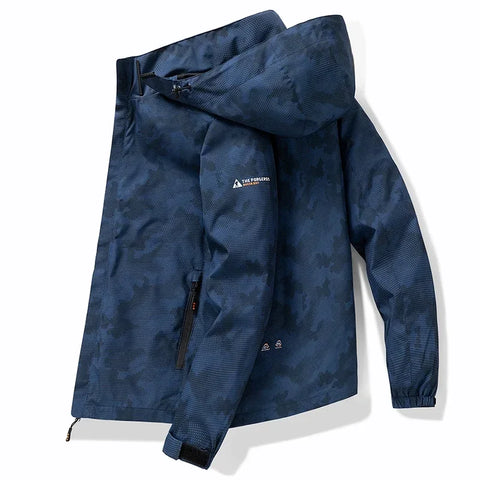 Men’s Hooded Waterproof Hiking Jacket – Windproof Outdoor Bomber with Detachable Hood