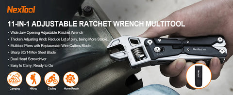 NexTool W4 11-in-1 Multi-Tool – Adjustable Wrench, Pliers, Knife & Saw | Compact Survival Hand Tool