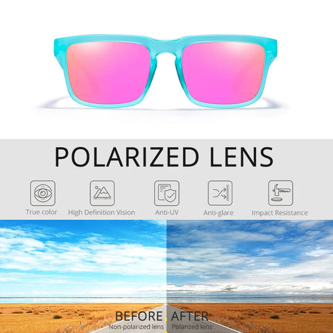 KDEAM Polarized Sunglasses – Unisex Square Frame UV400 Outdoor Eyewear (Red Mirror Lens, Model KD332)