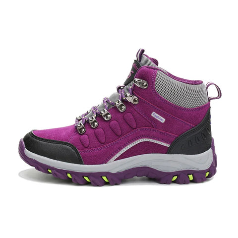 Women’s Outdoor Leather Hiking Boots – Ankle-High, Breathable, Lightweight Trekking Shoes