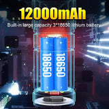 9000000LM Rechargeable Tactical LED Flashlight – 600W, Long-Range Beam, 12000mAh Power Bank, Waterproof & Zoomable