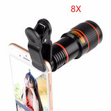 8x–12x Zoom Telephoto Lens for Smartphone – Monocular Optical Telescope with Clip