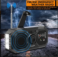 Multifunctional Emergency Radio – Hand Crank, Solar Powered, AM/FM/SW with LED Flashlight, SOS Alarm & Power Bank