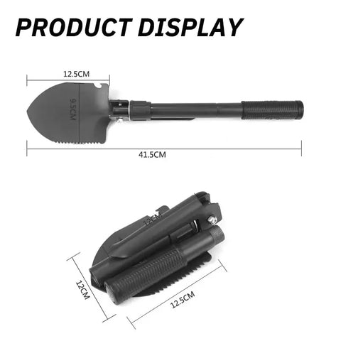 6-in-1 Military Folding Shovel with Pickaxe – Compact, Multi-Tool Survival Spade with Carry Case