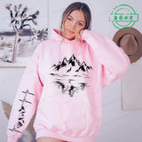 Women's Mountain Graphic Hoodie – Fleece-Lined Pullover for Hiking & Outdoor Adventure