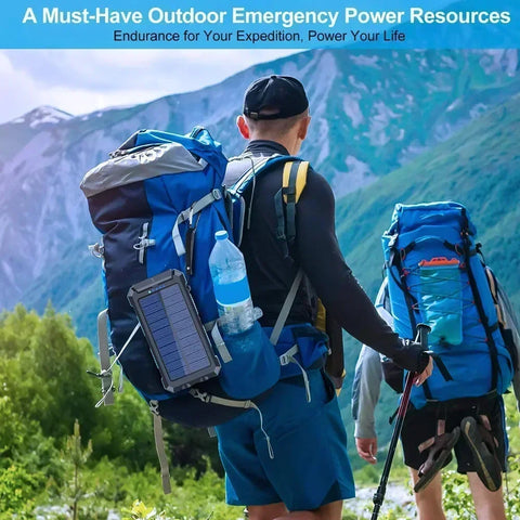 Solar Power Bank – Waterproof, Fast Charging, High-Capacity Powerbank with SOS & LED Light for Outdoor Survival