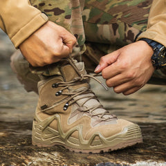 Men’s Tactical Combat Hiking Boots – Waterproof Nylon & Suede Outdoor High Tops for Work, Climbing & Trekking