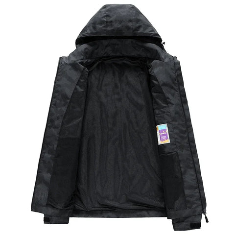 Men’s Hooded Waterproof Hiking Jacket – Windproof Outdoor Bomber with Detachable Hood