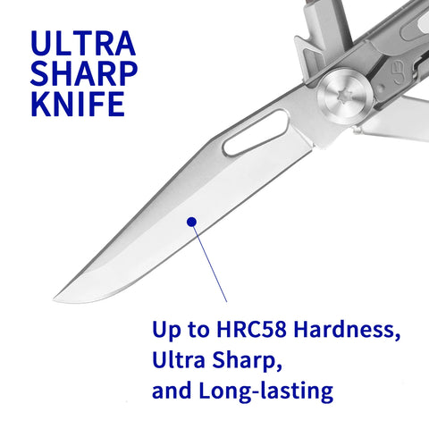 ROCKTOL ST02 12-in-1 Folding Multitool Pocket Knife – Titanium-Plated Handle, Stainless Steel Blade