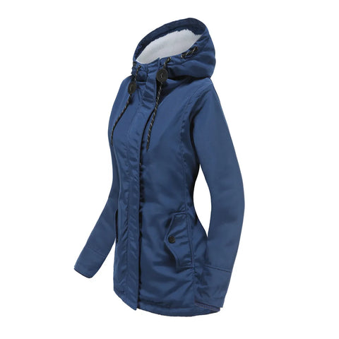 Women's Warm Hooded Parka – Thick Plush Mid-Length Winter Coat (S–5XL)