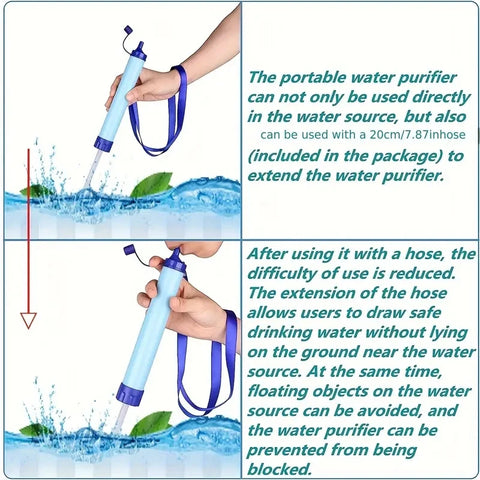Outdoor Personal Water Filter Straw – Lightweight Emergency Water Purifier for Camping, Hiking & Survival