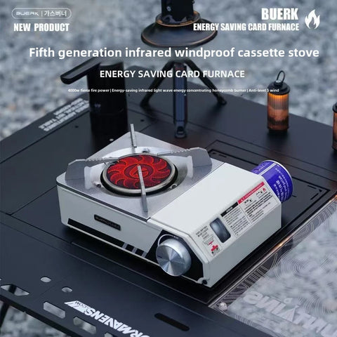 BUERK Camping Infrared Stove – Portable Windproof Outdoor Furnace with Carry Box