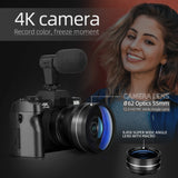 G-Anica 4K Compact Digital Camera – 48MP Vlogging Camera with Flip Screen, Wide-Angle & Macro Lens, WiFi, PC Webcam Mode
