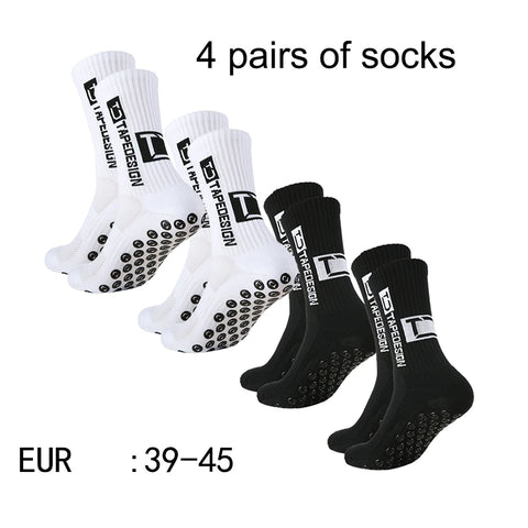 4 Pairs Mid-Tube Non-Slip Football Socks – Breathable & Durable Sports Training Socks (Unisex)