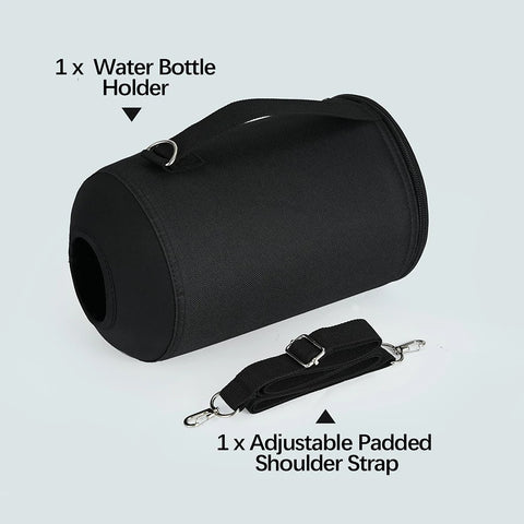 64oz / 128oz Insulated Water Bottle Carrier Bag with Strap – Protective Neoprene Sleeve for Thermos, Mug & Tumbler – Crossbody Holder for Hiking, Camping & Outdoor Use (Black)