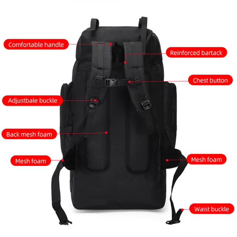 130L Waterproof Hiking Backpack – Heavy-Duty Outdoor Rucksack with Reflective Safety Strips & Molle System