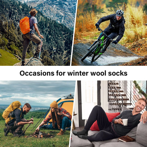 5 Pairs Men’s Merino Wool Hiking Socks – Warm, Moisture-Wicking Winter Crew Socks for Outdoor & Casual Wear (US Size 7–13)