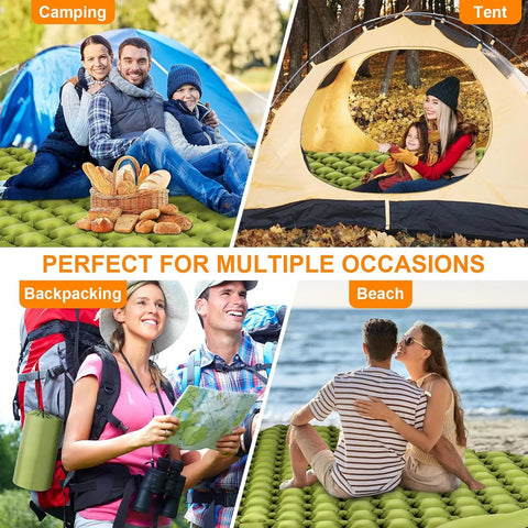 Double Camping Air Mattress with Built-In Pillows – Ultralight Inflatable Sleeping Pad for 2 – Waterproof, Compact & Durable