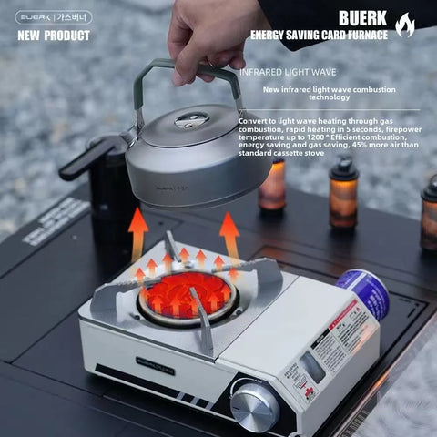 BUERK Camping Infrared Stove – Portable Windproof Outdoor Furnace with Carry Box