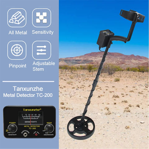 TC-200 Advanced Metal Detector – Adjustable Underground Gold & Metal Tracker with Waterproof Search Coil