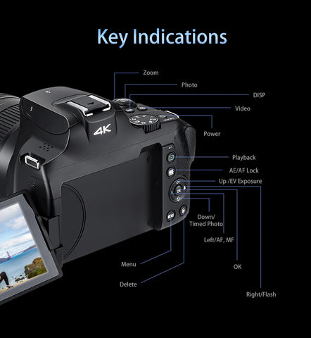 Ordro G700 4K Digital Camera – 12x Optical Zoom Camcorder for Photography & Vlogging