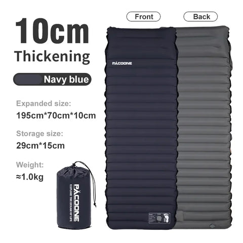 Ultralight Self-Inflating Camping Mattress with Built-In Foot Pump – 10cm Thick TPU Nylon Sleeping Pad for Hiking, Travel & Fishing