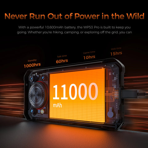 OUKITEL WP53 PRO Rugged Smartphone – 24GB+256GB, 11000mAh Battery, Android 15, 6.52" HD Display, 50MP Camera, NFC