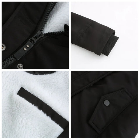 Women's Warm Hooded Parka – Thick Plush Mid-Length Winter Coat (S–5XL)