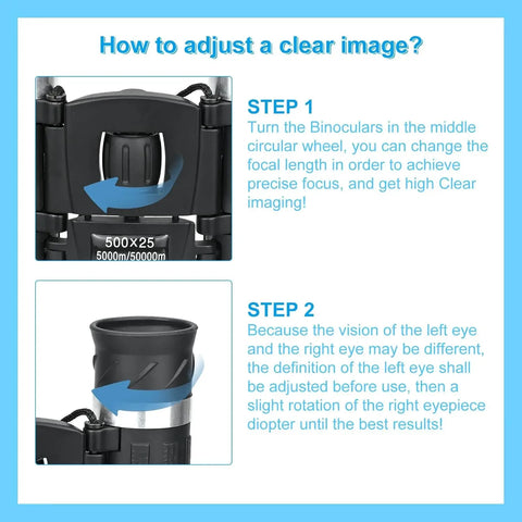 500x25 HD Zoom Binoculars – Compact Long-Range Telescope with BAK4 Prism & Waterproof Design (5000M/50000M Range)