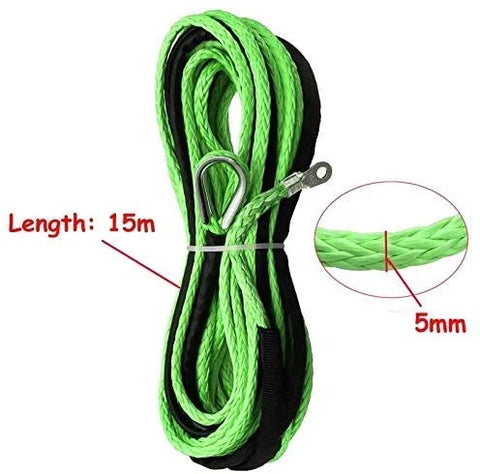 15M Synthetic Winch Rope – 10,000LBS Recovery Cable (5mm) for 4WD, ATV, SUV, Truck, Boat