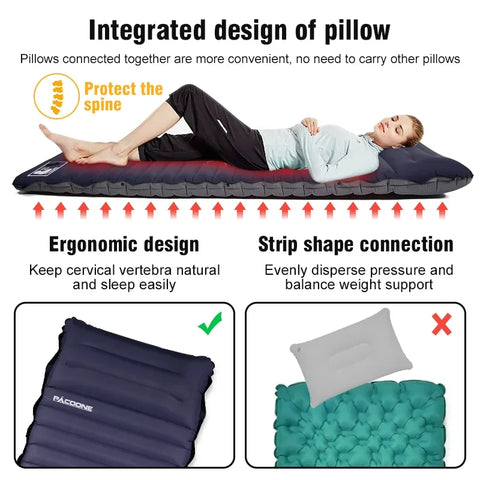 Ultralight Self-Inflating Camping Mattress with Built-In Foot Pump – 10cm Thick TPU Nylon Sleeping Pad for Hiking, Travel & Fishing