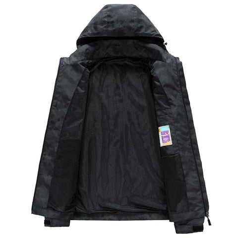Men’s Hooded Waterproof Hiking Jacket – Windproof Outdoor Bomber with Detachable Hood