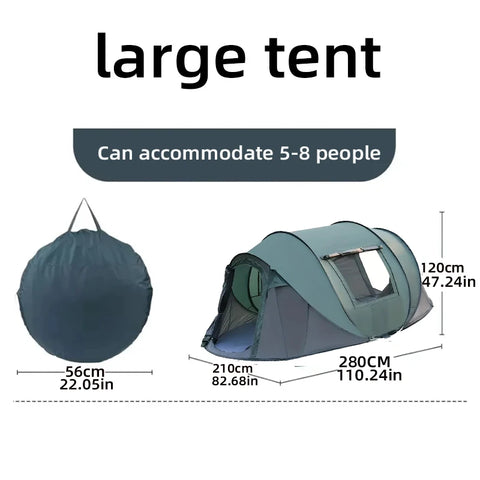 Quick-Open Pop-Up Tent for 5–8 People – Waterproof Hand-Throw Camping & Boat Tent (4-Season, Double Layer)