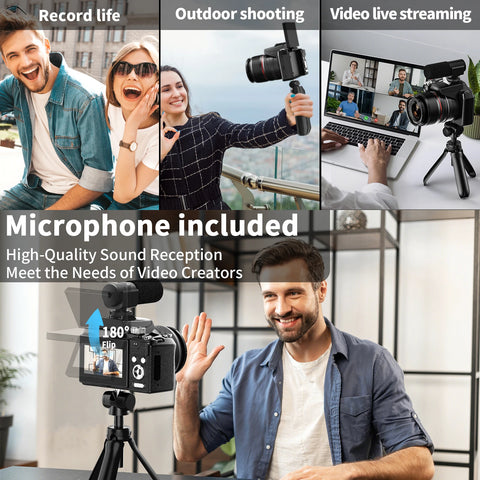 NBD 64MP Digital Camera – 16X Optical Zoom, 5K Video, WiFi & App Control, 180° Flip Screen