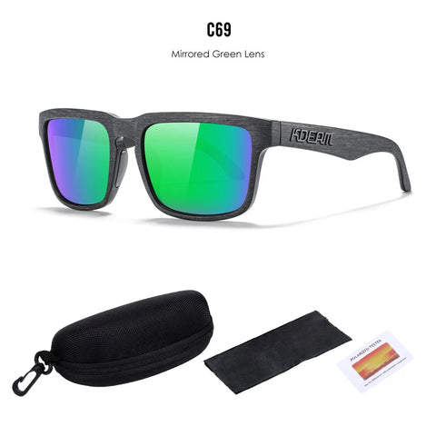 KDEAM Polarized Sunglasses – Unisex Square Frame UV400 Outdoor Eyewear (Red Mirror Lens, Model KD332)