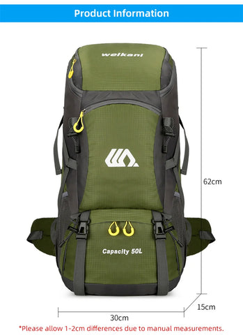 50L Waterproof Hiking Backpack – Large Travel Rucksack with Shoe Compartment
