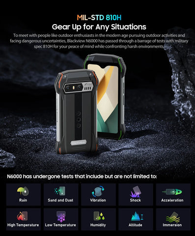 Blackview N6000 Rugged Waterproof Mini Smartphone | 4.3" Display, 256GB Storage, Android 13, 48MP Camera, NFC, Helio G99 Octa-Core
