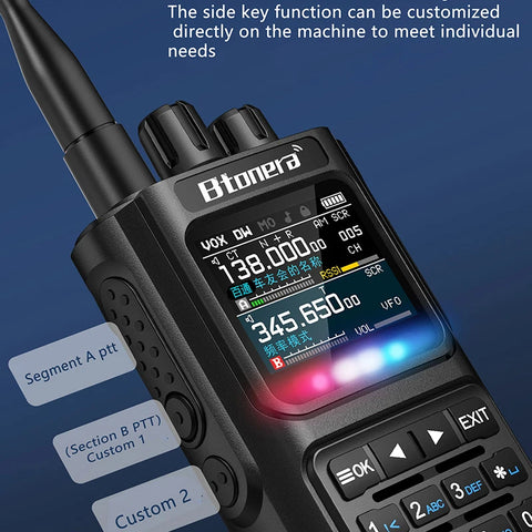 BTONERA BT-8000 Full-Band Ham Radio – 256CH Dual PTT Two-Way Radio with Airband, NOAA, Marine, and Scrambler