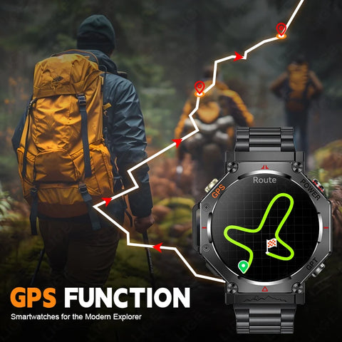 LIGE 2025 GPS Smartwatch for Men – Outdoor Sport Watch with AI Assistant, Compass, Altimeter, Barometer, and 3ATM Waterproof Protection