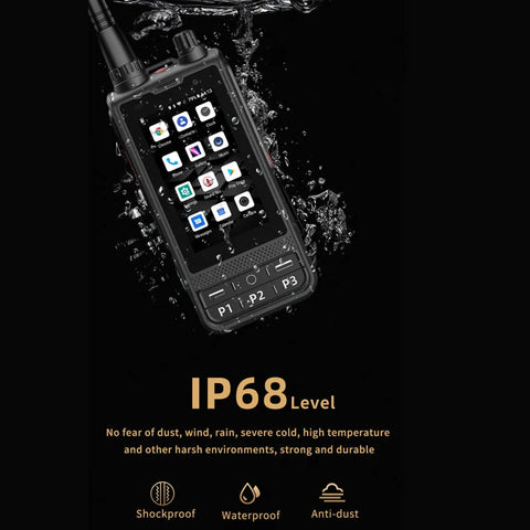 ANYSECU W6PLUS Android 10 4G LTE Network & Analog UHF Walkie Talkie | IP68 Waterproof, Zello & REAL-PTT Compatible