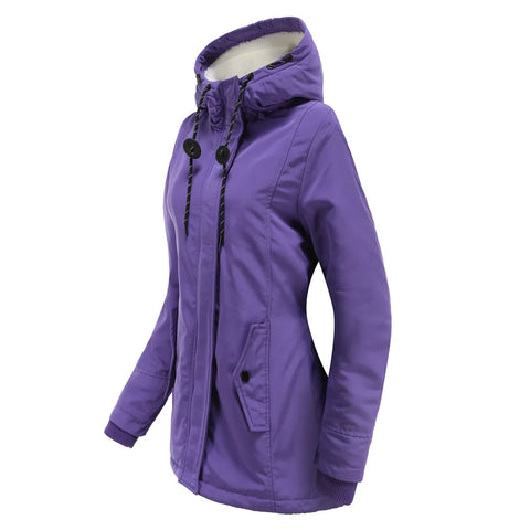 Women's Warm Hooded Parka – Thick Plush Mid-Length Winter Coat (S–5XL)