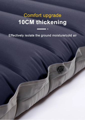 Ultralight Self-Inflating Camping Mattress with Built-In Foot Pump – 10cm Thick TPU Nylon Sleeping Pad for Hiking, Travel & Fishing