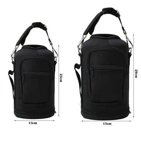 Portable Thermal Water Bottle Bag – Large Capacity Sleeve with Adjustable Shoulder Strap (Black)