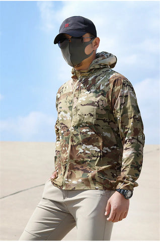 Men’s Tactical Sun-Protective Hiking Jacket – Lightweight, Waterproof, Quick-Dry Outdoor Shell