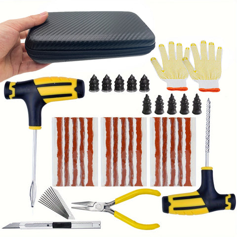 ZFOUEK Tire Repair Kit – Emergency Puncture Plug Tool Set for Car, SUV & Motorcycle Tires (23PCS / 42PCS)