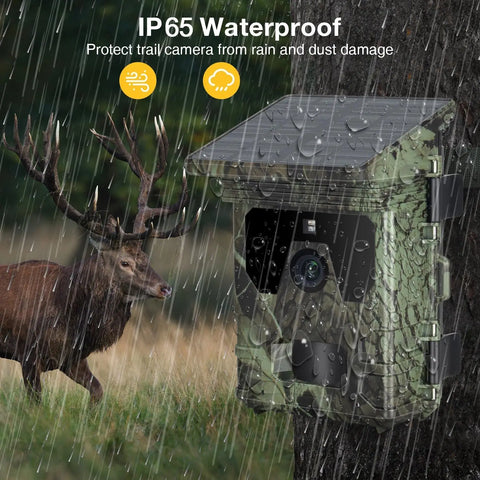 30MP 2K Solar Trail Camera – Infrared Night Vision Wildlife & Security Cam with Motion Sensor & Long Battery Life (IP66 Waterproof)