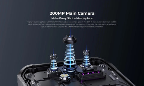 OUKITEL WP100 Titan Rugged Smartphone – 33,000mAh Battery, 200MP Camera, Built-in Projector, 66W Fast Charging, IP68 Waterproof